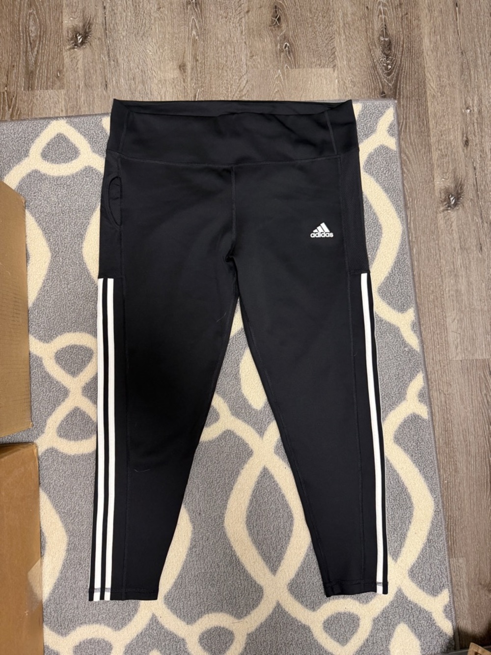 Adidas Black Leggings with White Side Stripes